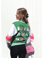 YOU ARE SPECIAL SOLD OUT! "Pink Flames" Green Baseball Jacket (1 exemplaar)
