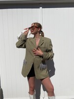 YOU ARE SPECIAL "Glitter Cut Out Heart" Green Vintage Blazer ( ONE OF A KIND)