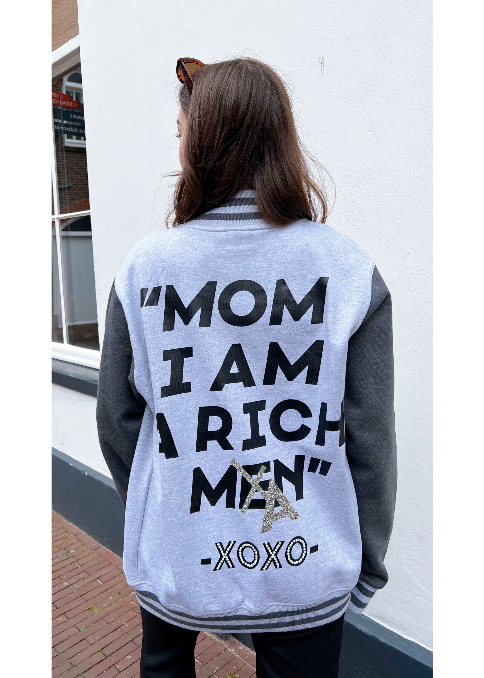 YOU ARE SPECIAL "Rich Man" Grey Baseball Jacket