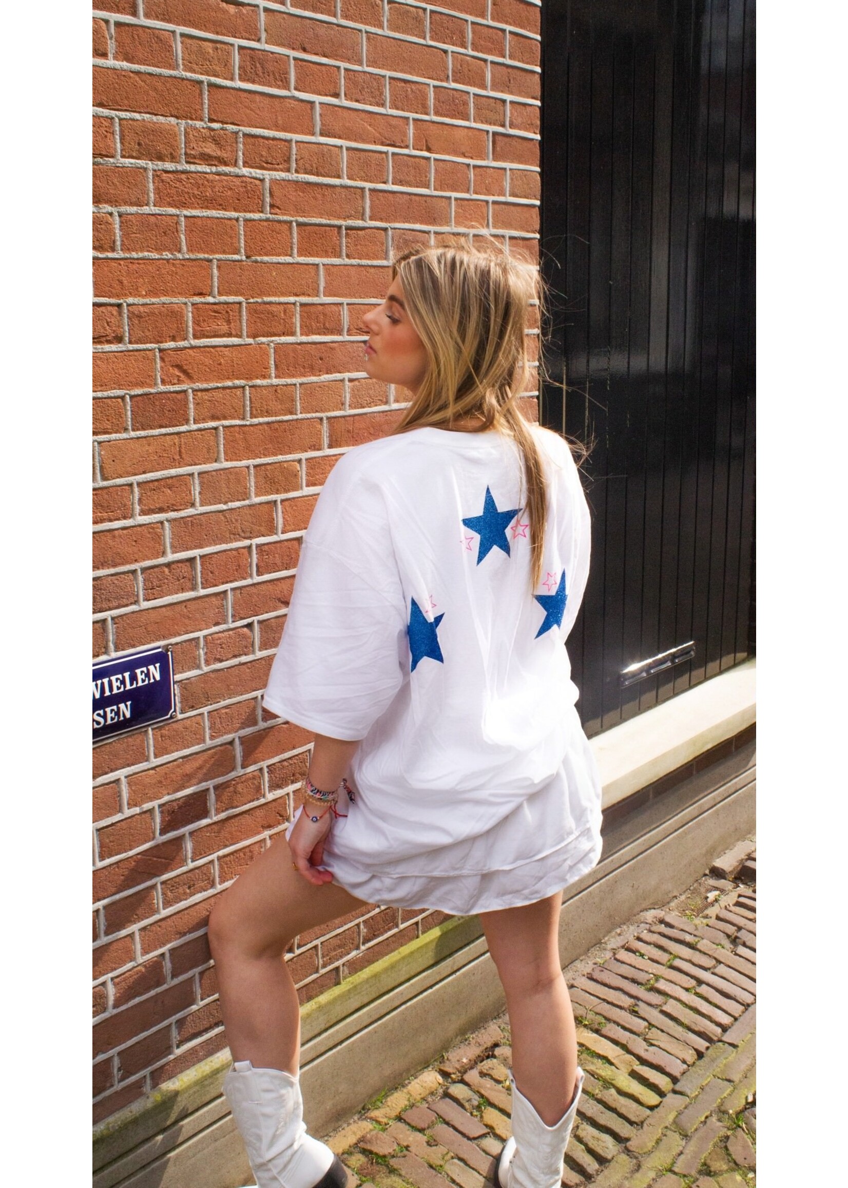 YOU ARE SPECIAL "Number One Stars" White T-shirt dress