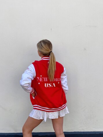 YOU ARE SPECIAL "NEW YORK" Stars Red Baseball Jacket