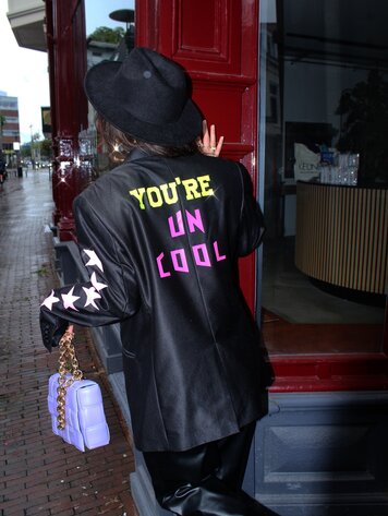YOU ARE SPECIAL SOLD OUT! ''Pink Glitter Star'' Black Vintage Blazer (1 exemplaar)