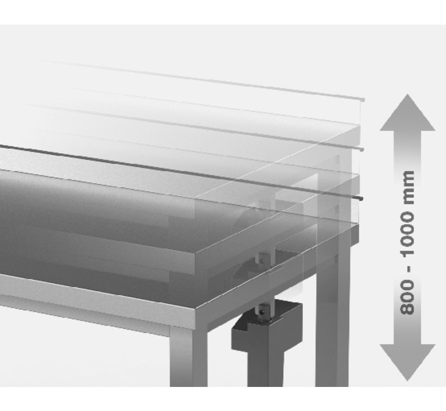 RVS cleanroom werktafel handmatig in hoogte verstelbaar