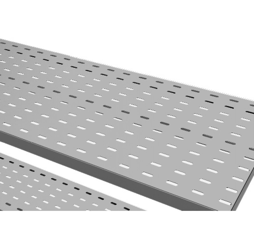Stainless steel cleanroom rack with perforated shelves