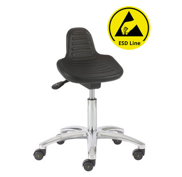 Throna Cleanroom stool - ESD - castors - height 42/55 cm