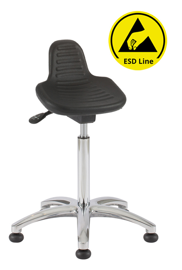 Cleanroom zit-sta stoel - ESD glijders - hoogte 50/85 cm ISO 9 t/m 5 -