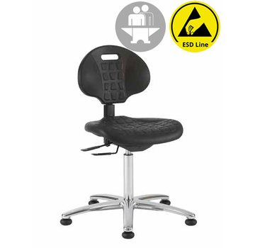 Throna Cleanroom chair - ESD - intensive use - glides - height 51/86 cm