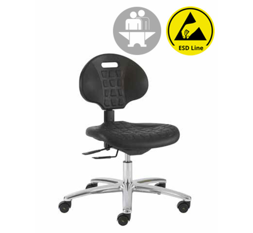 Cleanroom chair - ESD - intensive use - castors - height 43/56 cm