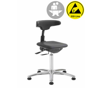 Throna Cleanroom stoel - ESD - intensief gebruik - glijders - hoogte 50/85 cm