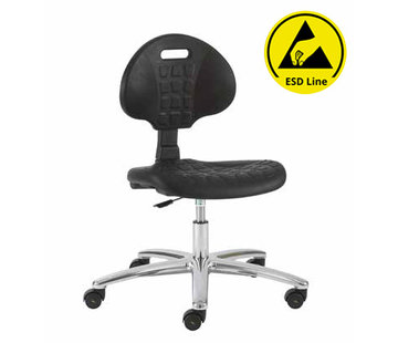 Throna Cleanroom stoel - ESD -  wielen - hoogte 42/55 cm