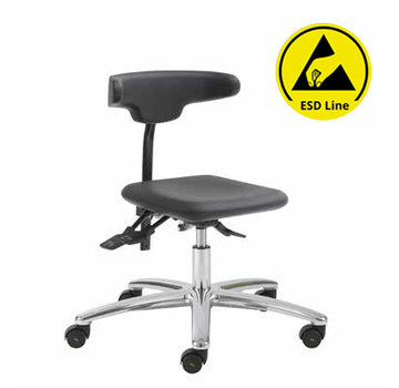 Throna Cleanroom stoel - ESD -  wielen - hoogte 42/55 cm