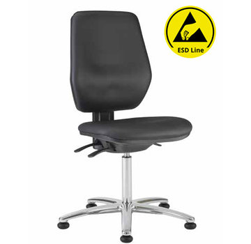 Throna Cleanroom stoel - ESD - glijders - hoogte 50/85 cm