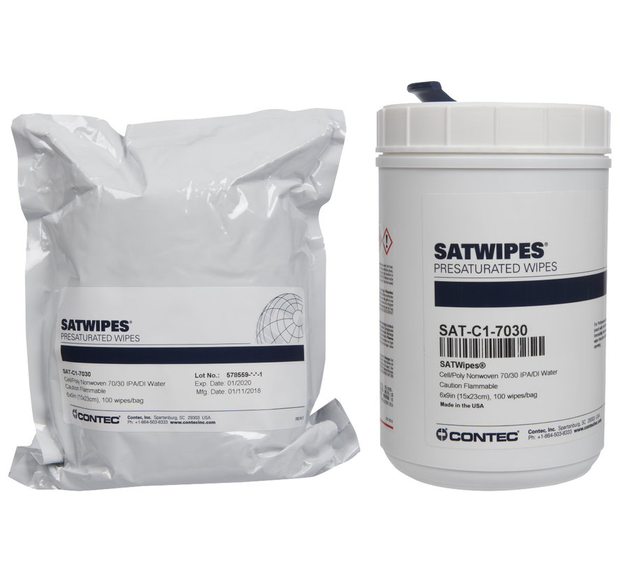 Contec SAT-C1-7030 presat wipes 55% cellulose and 45% polyester