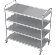 ProCleanroom Stainless steel cleanroom service trolley with four shelves