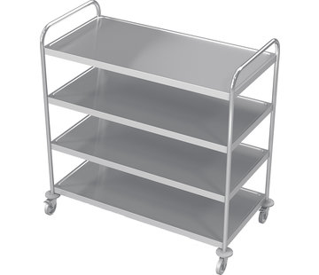 ProCleanroom Stainless steel cleanroom service trolley with four shelves