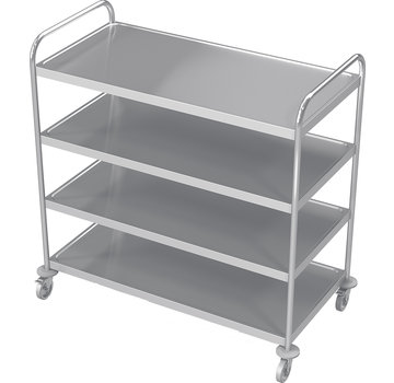ProCleanroom Stainless steel cleanroom service trolley with four shelves