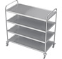 Stainless steel cleanroom service trolley with four shelves