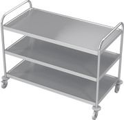 ProCleanroom Stainless steel cleanroom service trolley with three shelves