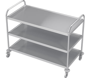 ProCleanroom Stainless steel cleanroom service trolley with three shelves