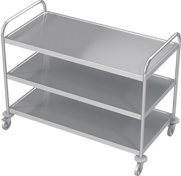 ProCleanroom Stainless steel cleanroom service trolley with three shelves
