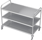 Stainless steel cleanroom service trolley with three shelves