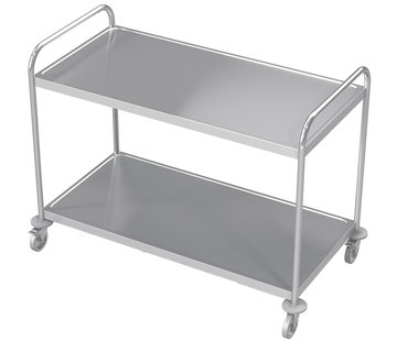 ProCleanroom Stainless steel cleanroom service trolley with two shelves