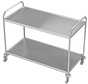 Stainless steel cleanroom service trolley with two shelves