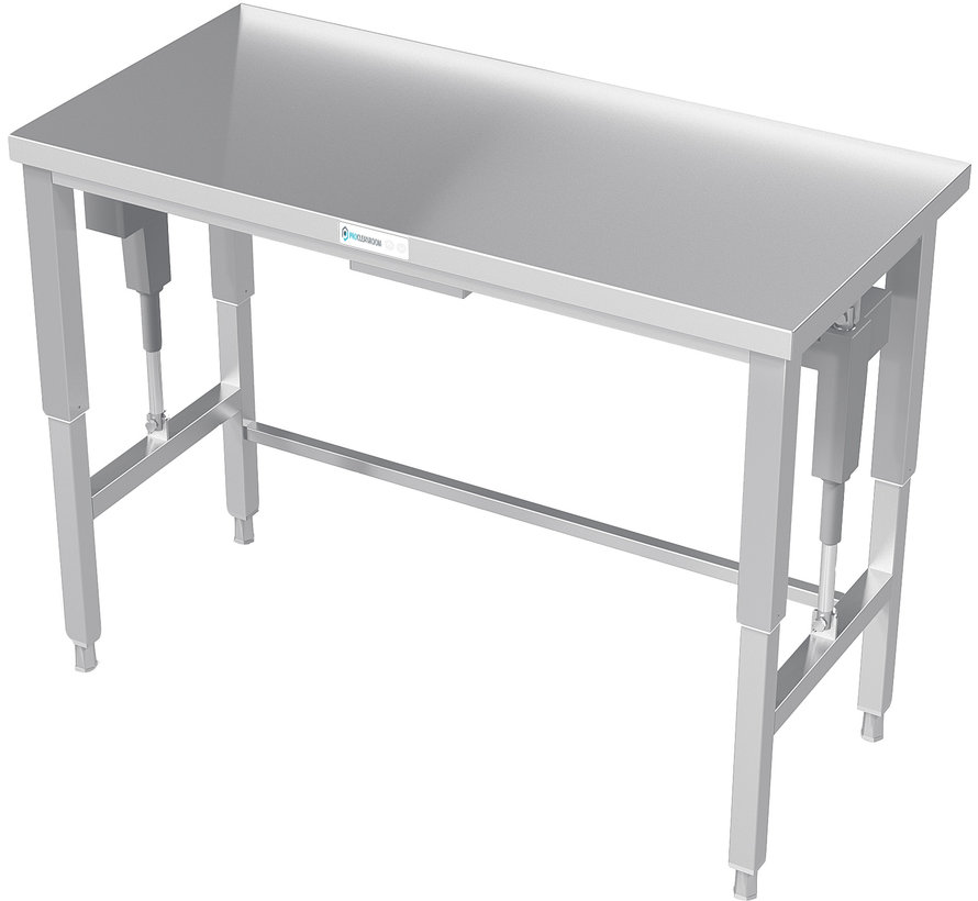 Stainless steel cleanroom workbench electrically height-adjustable