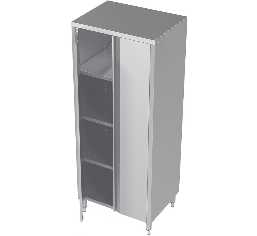 Stainless steel tall cleanroom cupboard with hinged doors