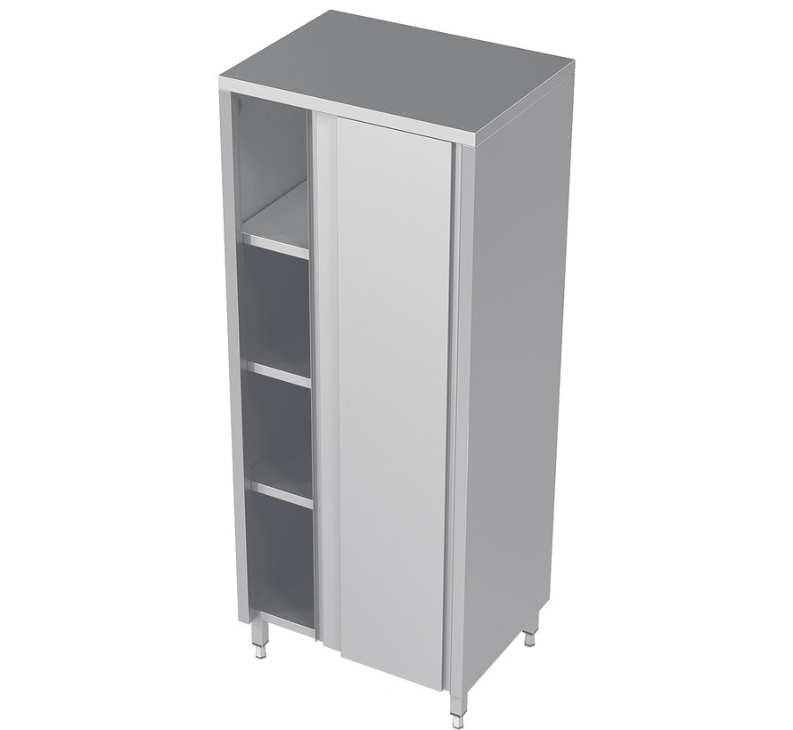 Stainless steel tall cleanroom cupboard with sliding doors