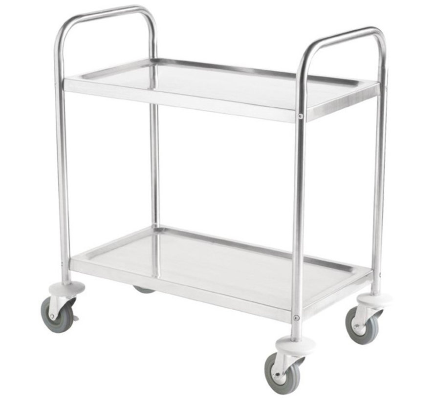 Stainless steel cleanroom service trolley two shelves (self-assembly)