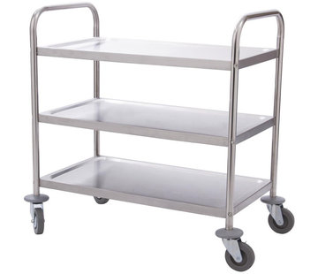 ProCleanroom Stainless steel cleanroom service trolley three shelves