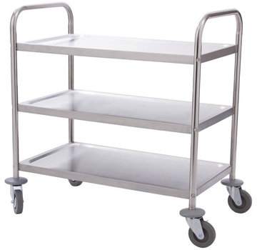 ProCleanroom Stainless steel cleanroom service trolley three shelves
