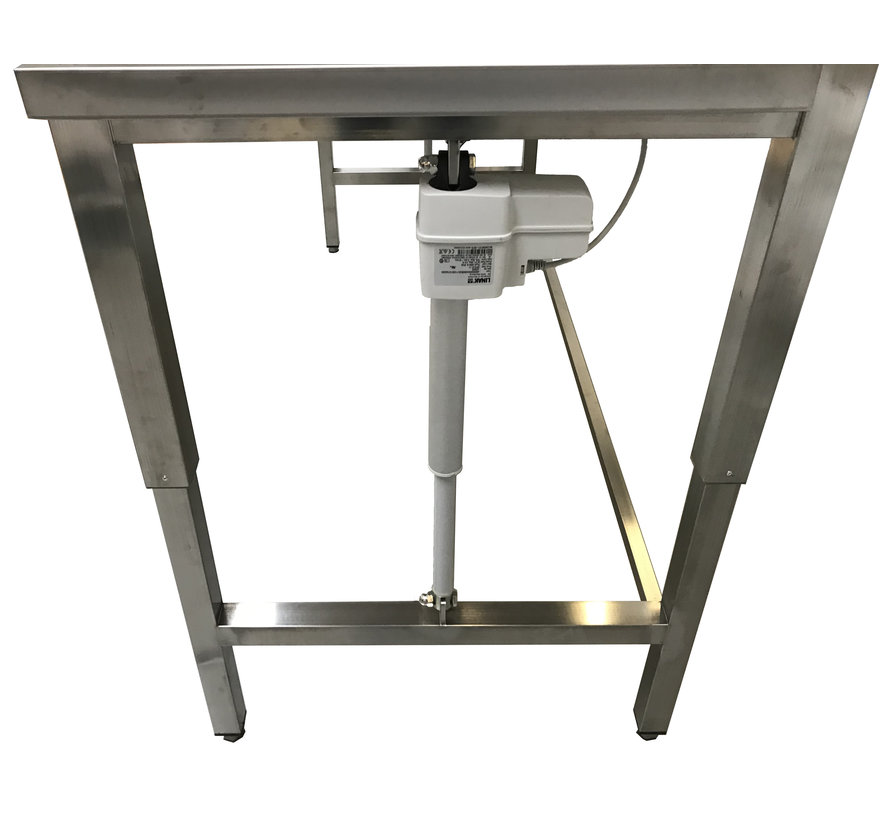 Stainless steel cleanroom workbench electrically height-adjustable