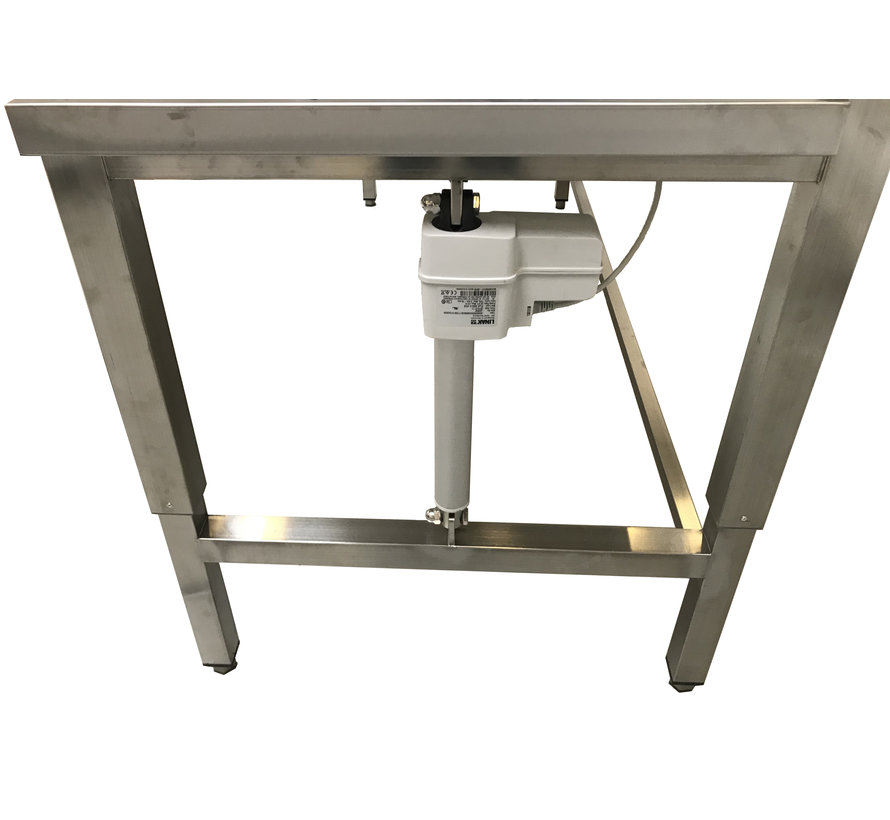 Stainless steel cleanroom workbench electrically height-adjustable