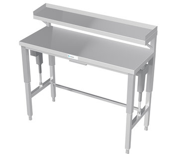 ProCleanroom Stainless steel workbench electrically height-adjustable with shelf