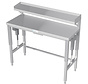 Stainless steel workbench electrically height-adjustable with shelf