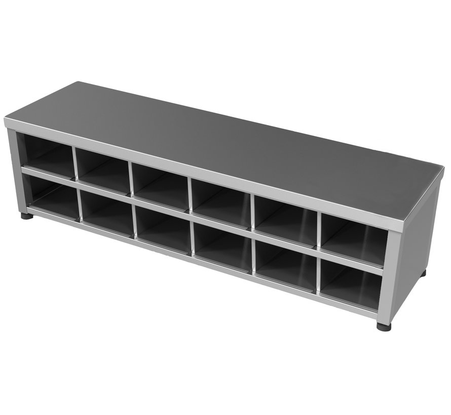 Stainless steel cleanroom step-over bench - one side 100% open