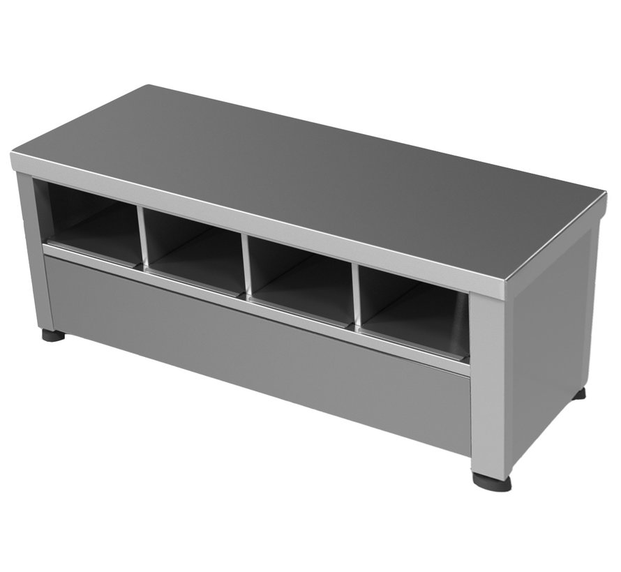 Stainless steel cleanroom step-over bench - both sides 50% open