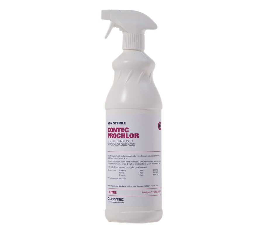Contec ProChlor FBT102PC, stabilisierte unterchlorige Säure mit gereinigtem Wasser – 1-Liter-Sprühflasche