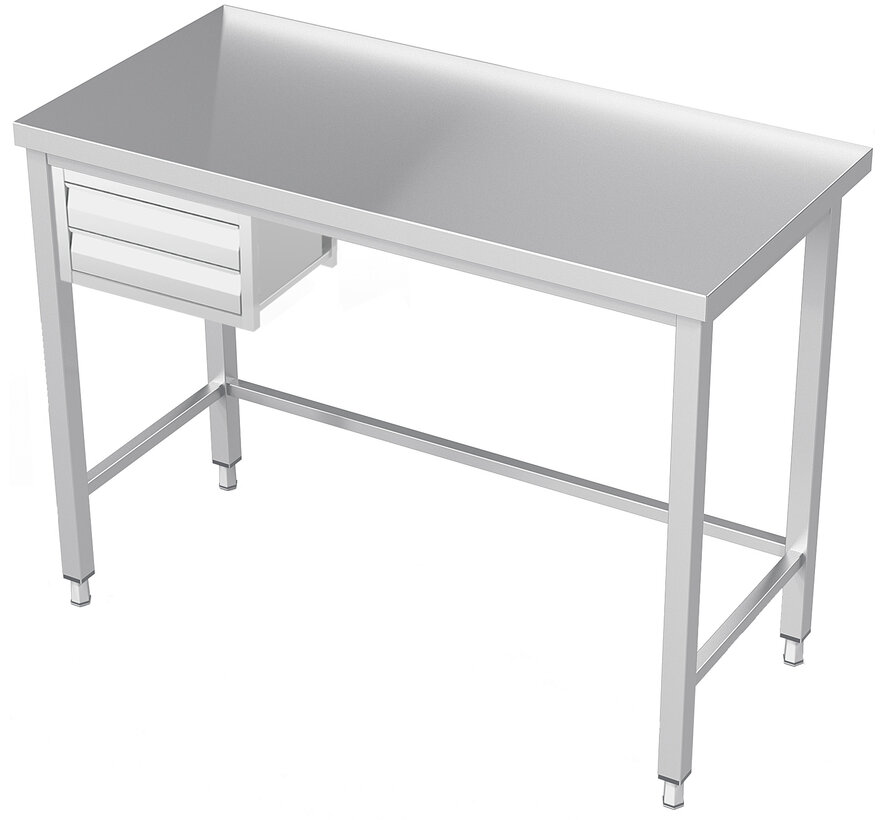 Stainless steel cleanroom work table with drawers