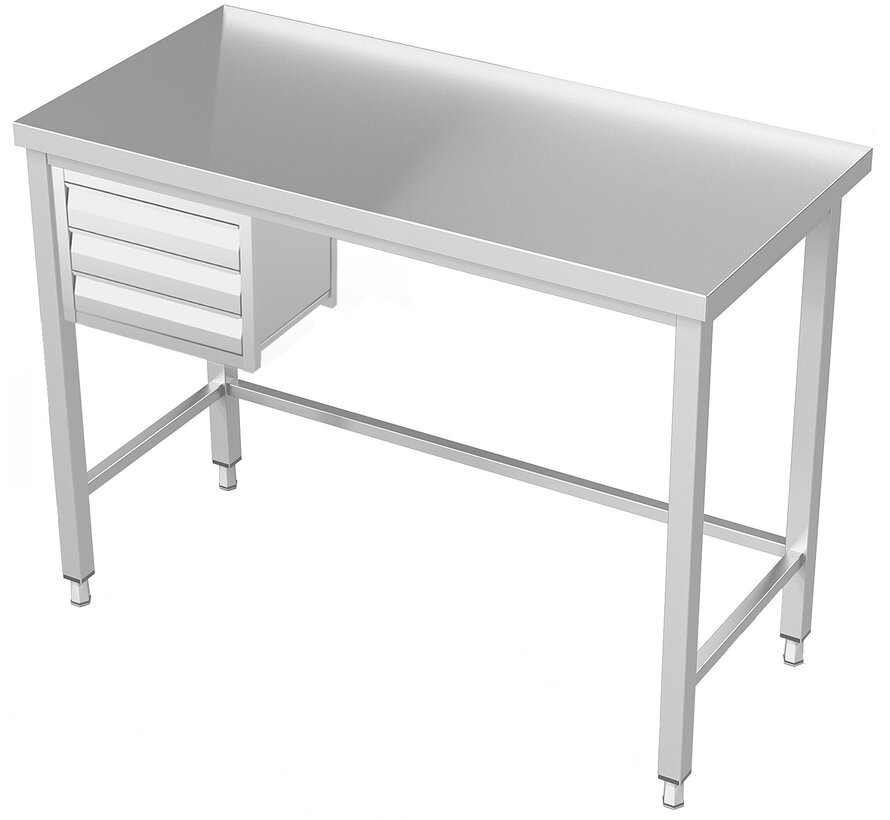 Stainless steel cleanroom work table with drawers