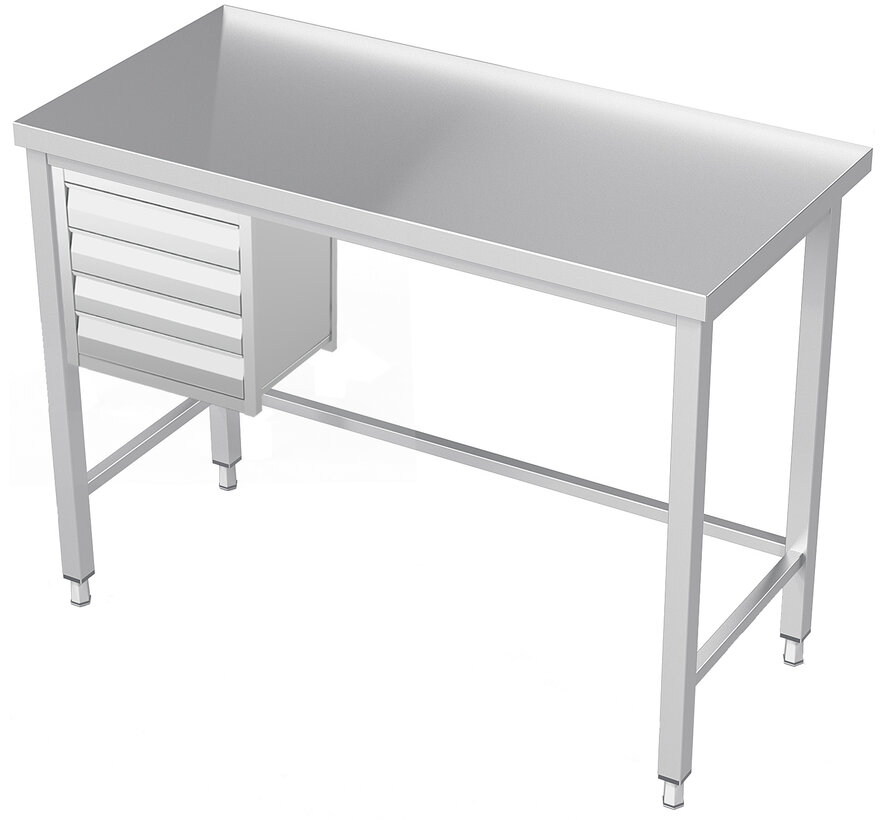 Stainless steel cleanroom work table with drawers