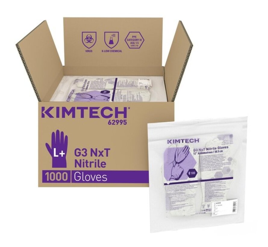 Kimtech (Kimberly-Clark) G3 NxT cleanroom handschoenen 305mm Nitril  Wit - 100 stuks