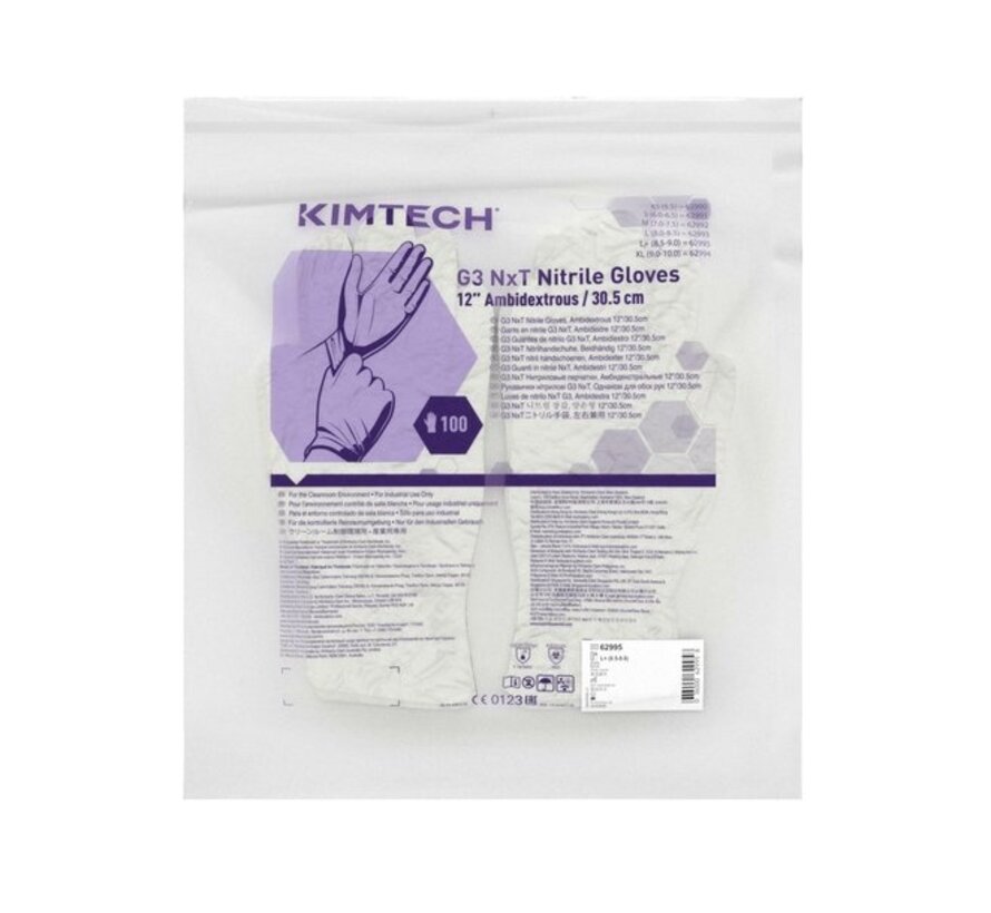 Kimtech (Kimberly-Clark) G3 NxT cleanroom handschoenen 305mm Nitril  Wit - 100 stuks