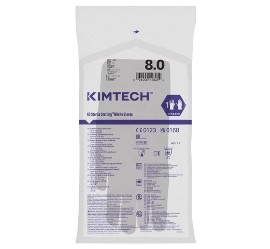 Sterile Kimtech Sterling (Kimberly-Clark) G3 cleanroom gloves 305mm Nitrile grey 300 pairs