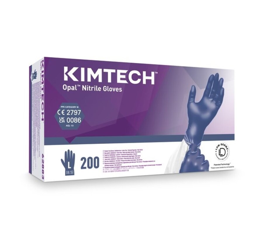Kimtech Opal (Kimberly-Clark) cleanroom handschoenen 240mm Nitril  Donker blauw - 200 stuks
