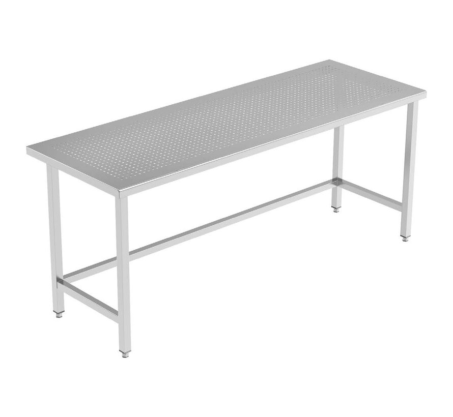 Stainless steel cleanroom work table with perforated tabletop - PREMIUM