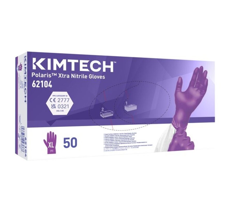 Kimtech Polaris Xtra (Kimberly-Clark) cleanroom handschoenen 300mm Nitril - 50 stuks