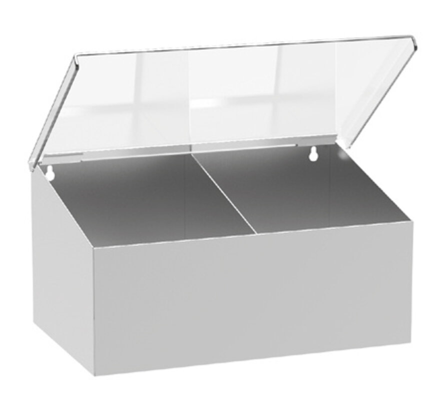 Stainless steel cleanroom dispenser for consumables with 2 compartments